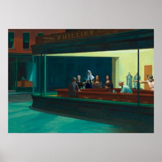 Nighthawks - Time travellers - Edward Hopper ポスター (正面)