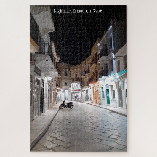 Nightime, Ermoupoli, Syros, Greece. Personalised ジグソーパズル (縦)