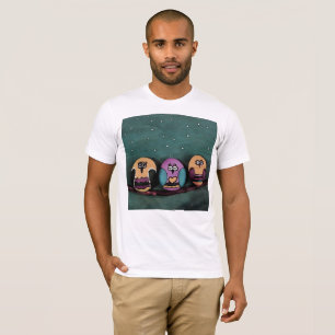 NightSky Artに対する楕円形のフクロウ初期のズ Tシャツ