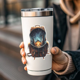 Nighttime Camp Backpack Sticker | Die-Cut Sticker シール