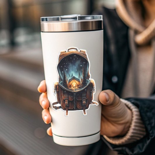 Nighttime Camp Backpack Sticker | Die-Cut Sticker シール