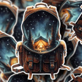 Nighttime Camp Backpack Sticker | Die-Cut Sticker シール