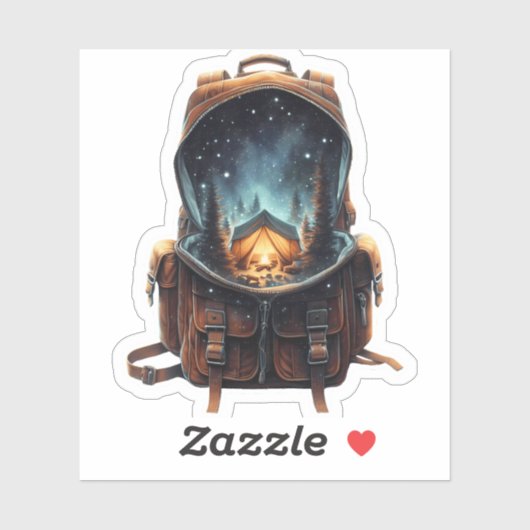 Nighttime Camp Backpack Sticker | Die-Cut Sticker シール (シート)