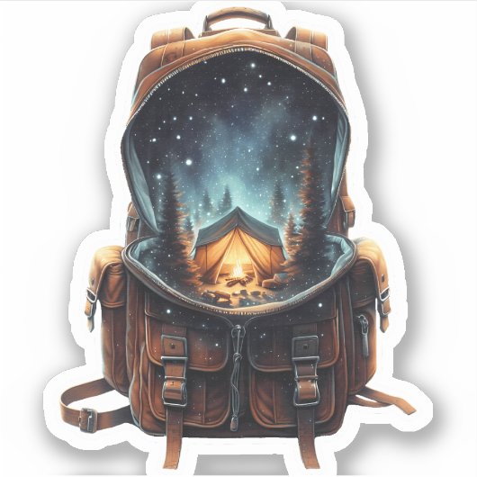 Nighttime Camp Backpack Sticker | Die-Cut Sticker シール (正面)