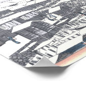 Nihon橋、東京の日本のな冬の絵画 ポスター (角)