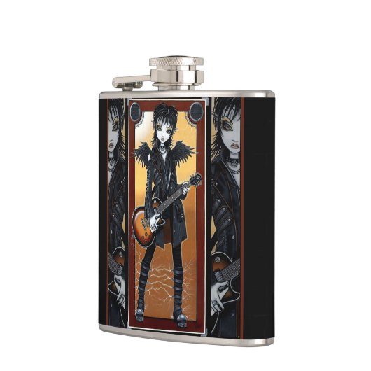 Nikaのゴシック様式ロッカーの黒のギター音楽天使のフラスコ フラスク (左)