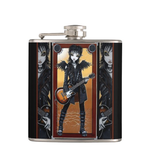 Nikaのゴシック様式ロッカーの黒のギター音楽天使のフラスコ フラスク (正面)