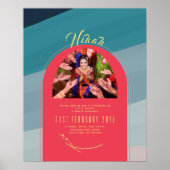 NIKAHの結婚発表フォトレッド金ゴールドポスター ポスター (正面)