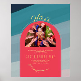 NIKAHの結婚発表フォトレッド金ゴールドポスター ポスター