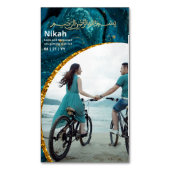 NIKAHイスラムビスミラ結婚式招待状予算 マグネット名刺 (正面縦)