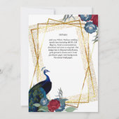 NIKAHピーコックフローラ金ゴールドフレームイ結婚スラムズイン 招待状 (裏面)