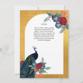 NIKAHピーコックフローラ金ゴールドフレームイ結婚スラーム 招待状 (裏面)