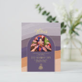 NIKAHプラム金ゴールド写真結婚式招待状 (スタンド正面)