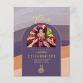 NIKAHプラム金ゴールド写真結婚式招待状 (正面)