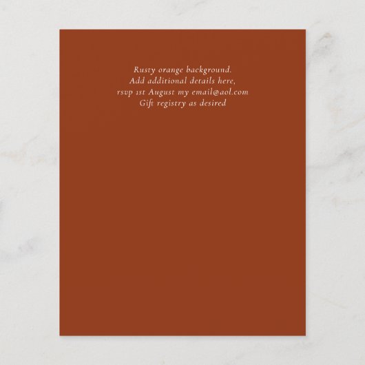 NIKAH – アゲート金ゴールド予算結婚式招待状 (裏面)