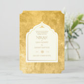 NIKAH – イスラーム華美モスク金ゴールドのインビ結婚ット 招待状 (スタンド正面)