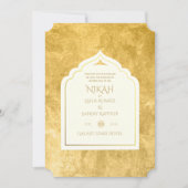 NIKAH – イスラーム華美モスク金ゴールドのインビ結婚ット 招待状 (正面)