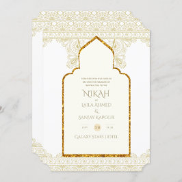 NIKAH – イスラーム華美モスク金ゴールドのインビ結婚ット 招待状