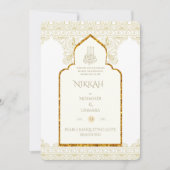 NIKAH – イスラーム華美モスク金ゴールドのインビ結婚ット 招待状 (正面)