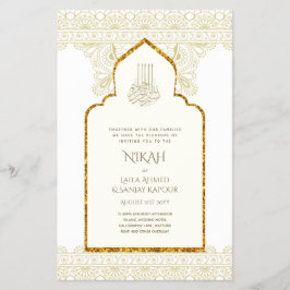 NIKAH – イスラーム華美モスク金ゴールドズ結婚フライヤー チラシ