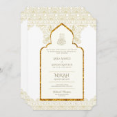 NIKAH – イスラーム華美モスク金ゴールド結婚ズ 招待状 (正面/裏面)