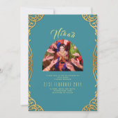 NIKAH ティールゴールド フォトイスラムウェディング 招待状 (正面)