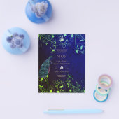 NIKAH – ピーコックブルー結婚式招待状イスラム チラシ (シングル)