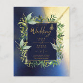 NIKAH – ブルー金ゴールドイスラム結婚式招待状 (正面)