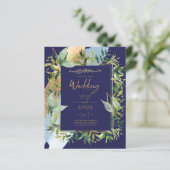 NIKAH – ブルー金ゴールドイスラム結婚式招待状 (スタンド正面)