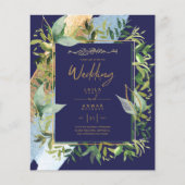 NIKAH – ブルー金ゴールドイスラム結婚式招待状 (正面)