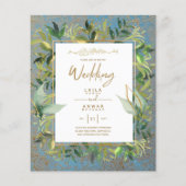 NIKAH – ブルー金ゴールドイスラム結婚式招待状 (正面)