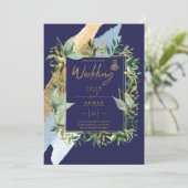 NIKAH – ブルー金ゴールドイスラム結婚式招待状 招待状 (スタンド正面)