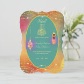 NIKAH - 優雅なイスラム教の金の結婚式招待状 招待状 (スタンド正面)