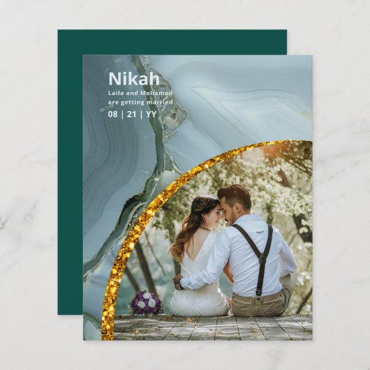 NIKAH - 結婚 Budget Agate金ゴールドティール（緑がかった色）写真 (正面/裏面)