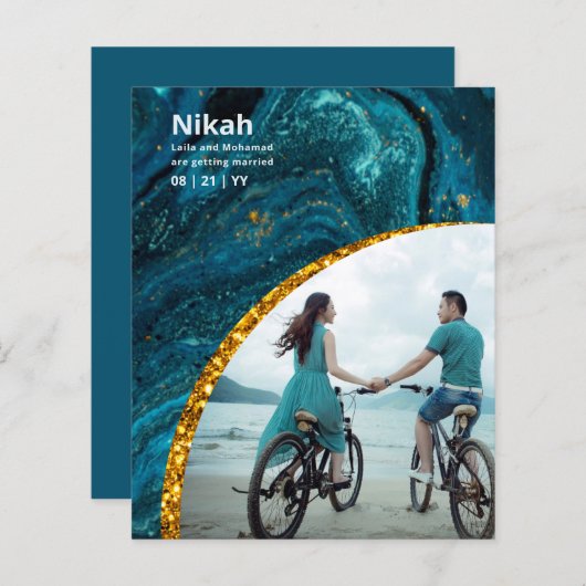 NIKAH - 結婚 Budget Agate金ゴールドティール（緑がかった色）写真 (正面/裏面)