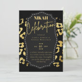 NIKAH -金ゴールドモダングリッター予算の結婚式の招待 招待状 (スタンド正面)