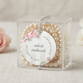 Nikah Mubarak Wedding Favor | Blush Peony Stripe ラウンドシール