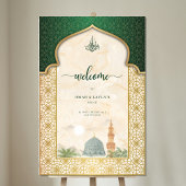 Nikah Welcome Sign Islamic Emerald & Gold Masjid アクリルサイン