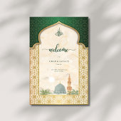 Nikah Welcome Sign Islamic Emerald & Gold Masjid アクリルサイン
