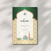 Nikah Welcome Sign Islamic Emerald & Gold Masjid アクリルサイン