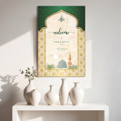 Nikah Welcome Sign Islamic Emerald & Gold Masjid アクリルサイン