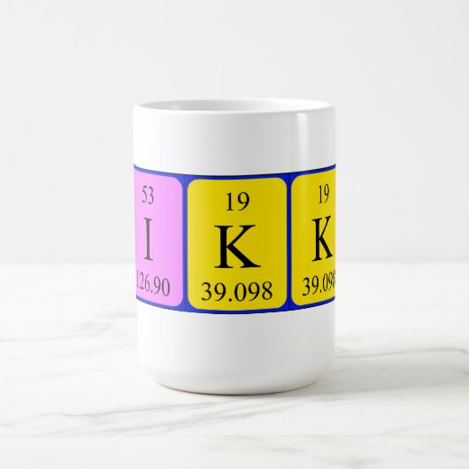 Nikkiの周期表の名前のマグ コーヒーマグカップ (中央)