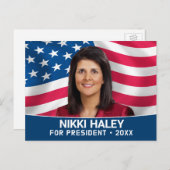 Nikki Haley – アメリカ国旗を持つキャンペーンの写真 ポストカード (正面/裏面)