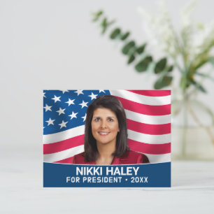 Nikki Haley – アメリカ国旗を持つキャンペーンの写真 ポストカード