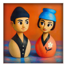 NIKO AND HANA ACRYLIC PRINT.  12 X 12 INCHES.