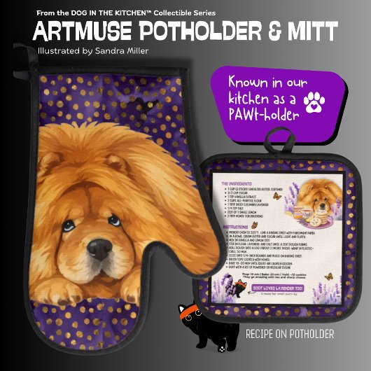 NIKO -CHOW DOG Oven Mitt & Pot Holder 鍋つかみ&鍋敷きセット