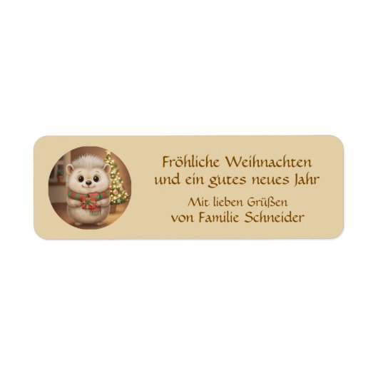 Niko flauschiger Weihnachtsgruß Aufkleber ラベル (正面)