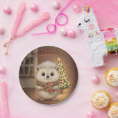 Niko mit Geschenk und Tannenlicht ペーパープレート (パーティー)