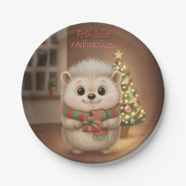 Niko mit Geschenk und Tannenlicht ペーパープレート