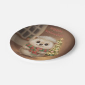 Niko mit Geschenk und Tannenlicht ペーパープレート (アングル)